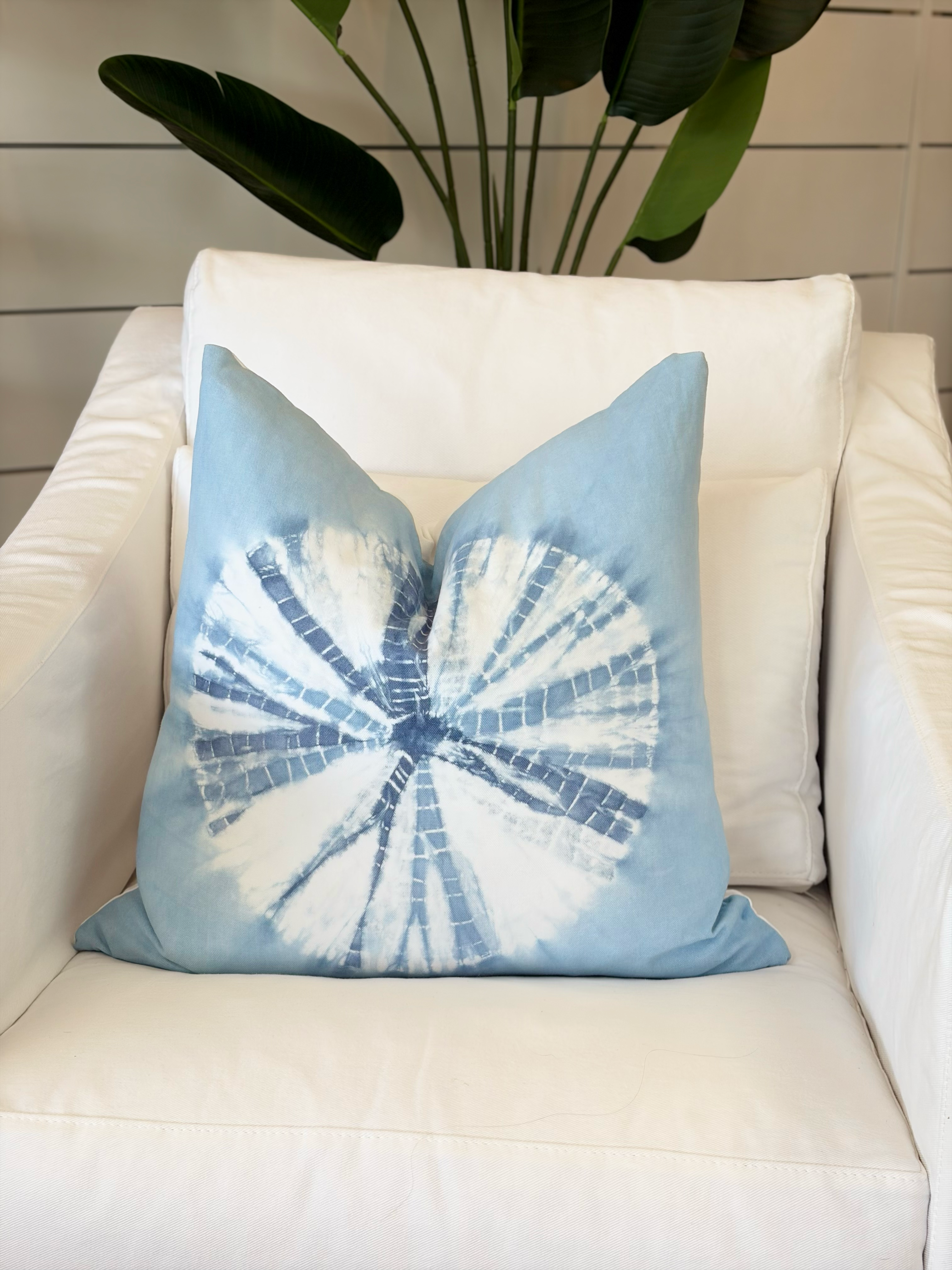 20" Shibori Sand-Dollar Pillow - French Blue | Denim
