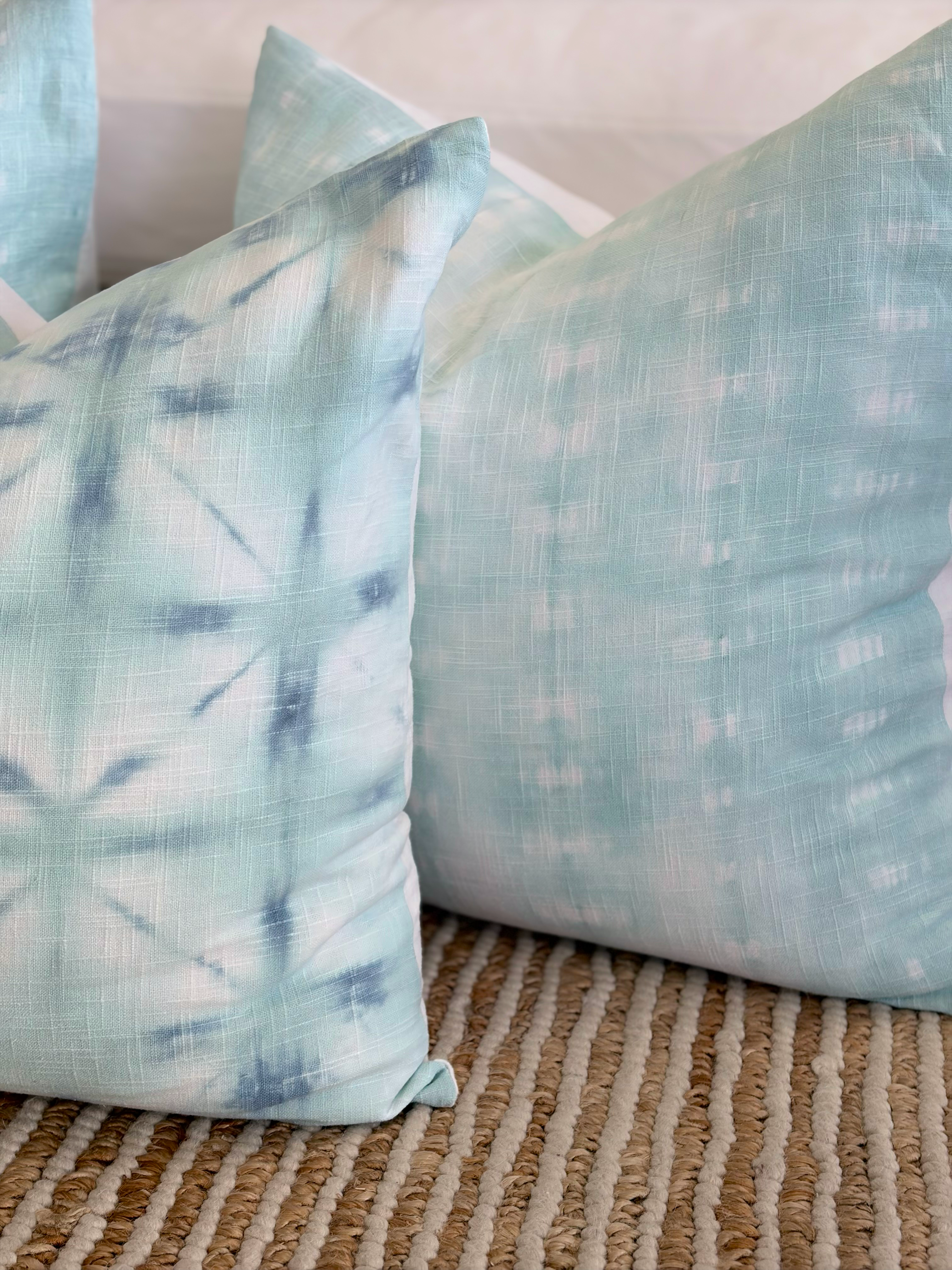 22" Shibori Starfish Pillow - Seafoam | Denim