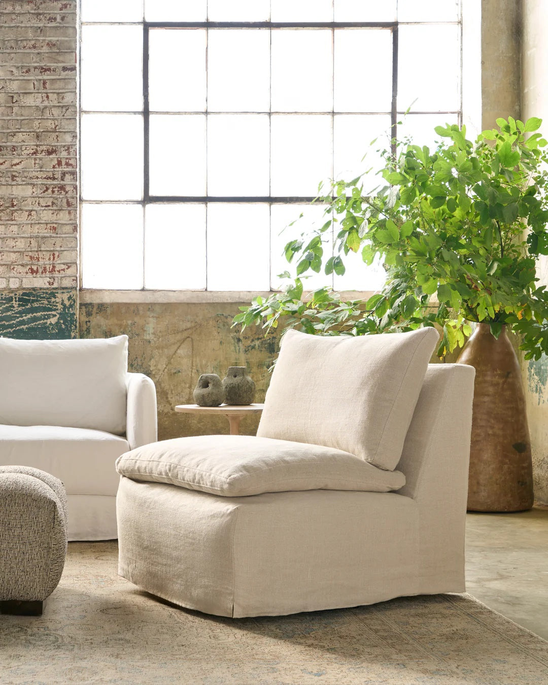 SALT CREEK ARMLESS SLIPCOVERED CHAIR