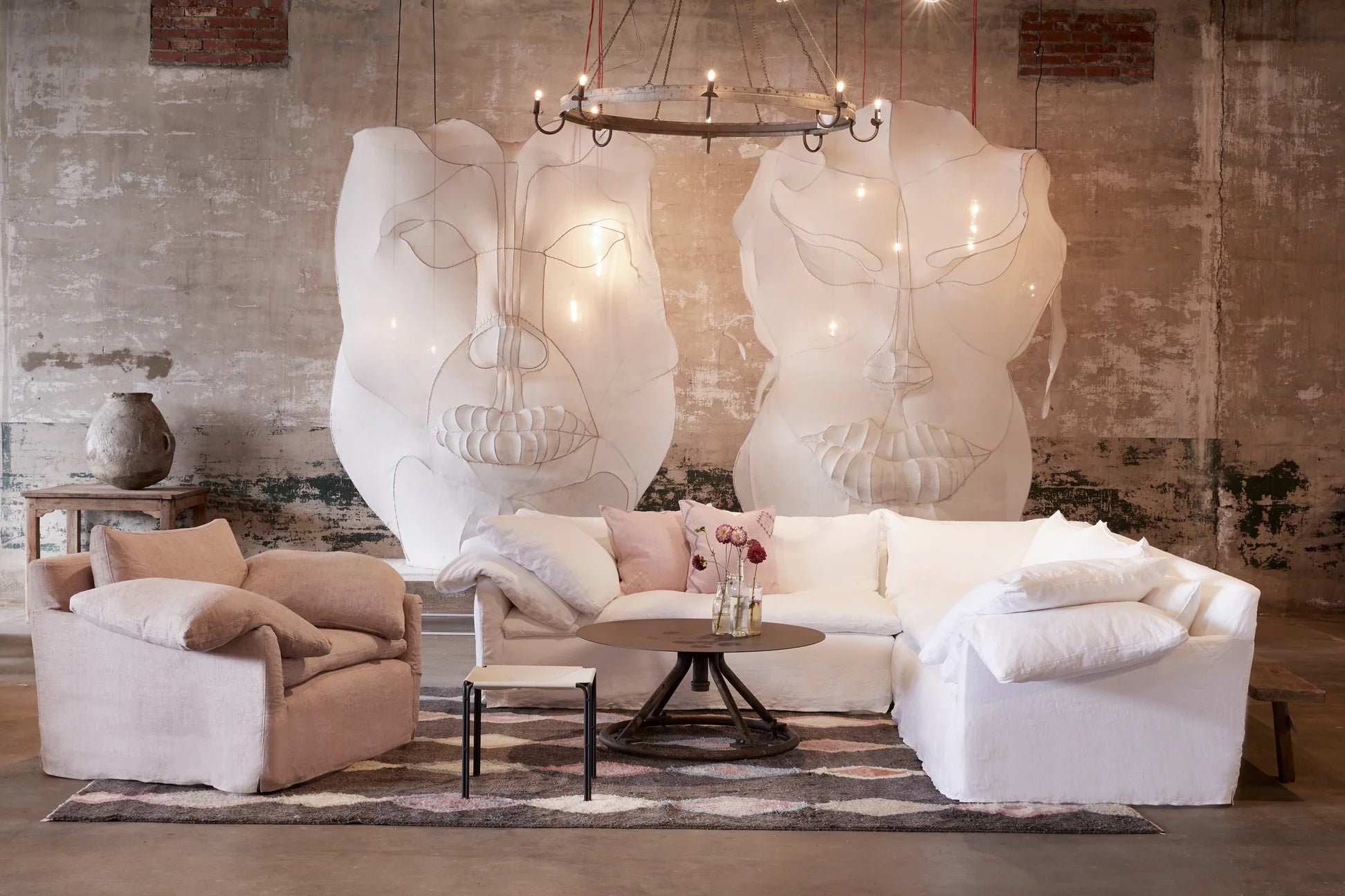 SALINAS SLIPCOVERED CHAIR AND 1/2