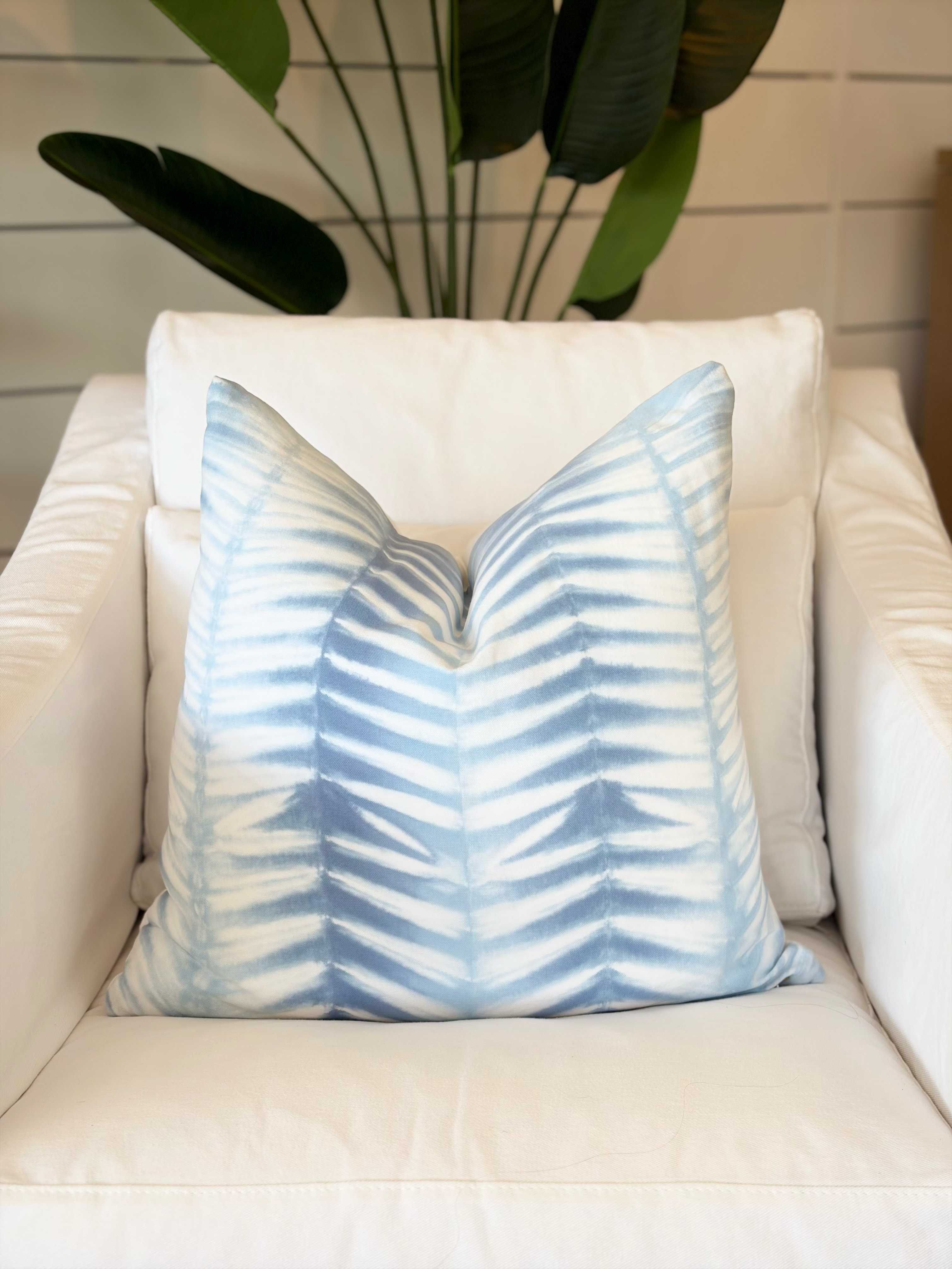 20" Shibori Chevron Pillow - French Blue | Denim