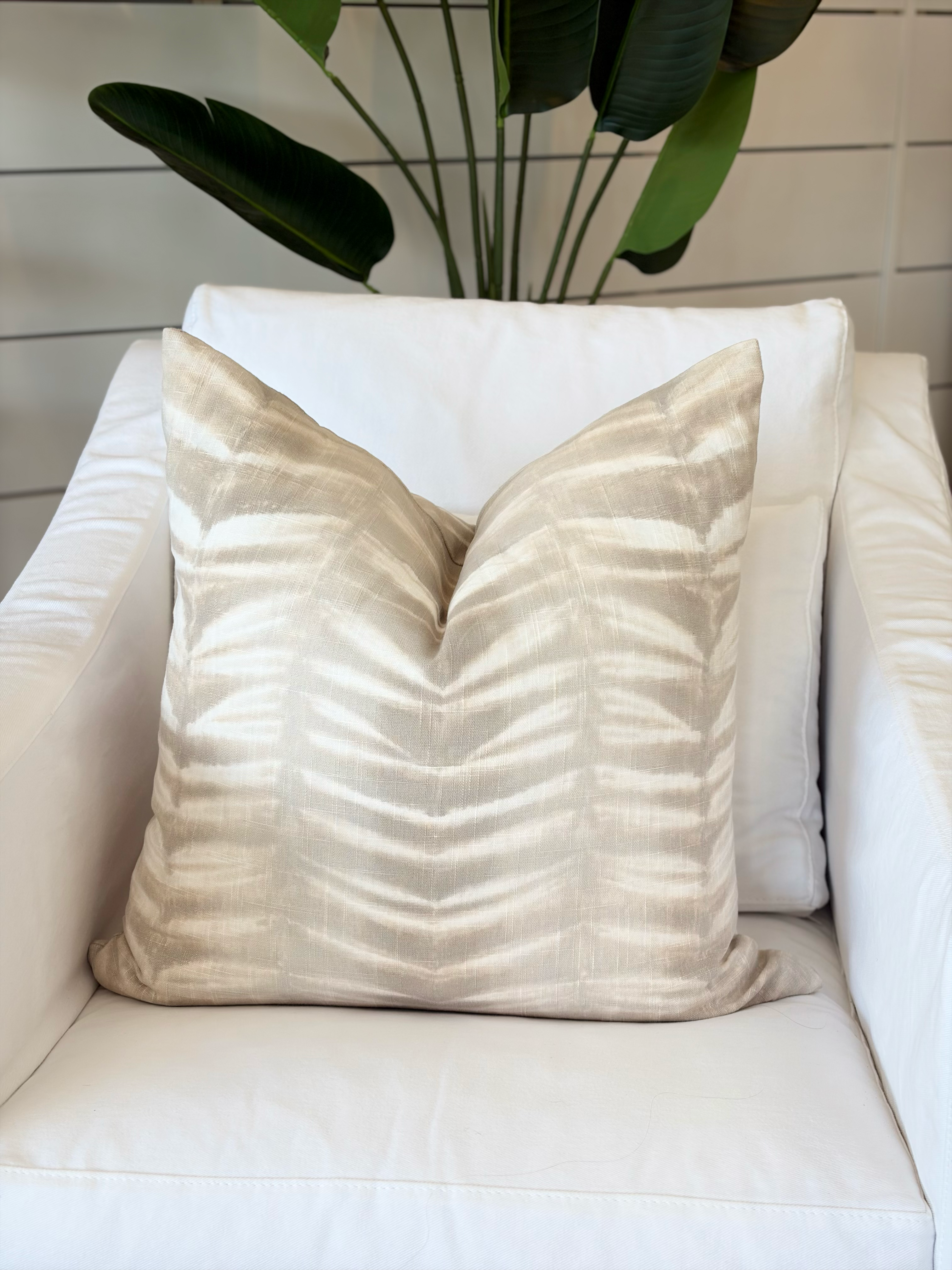 22" Shibori Chevron Pillow - Khaki