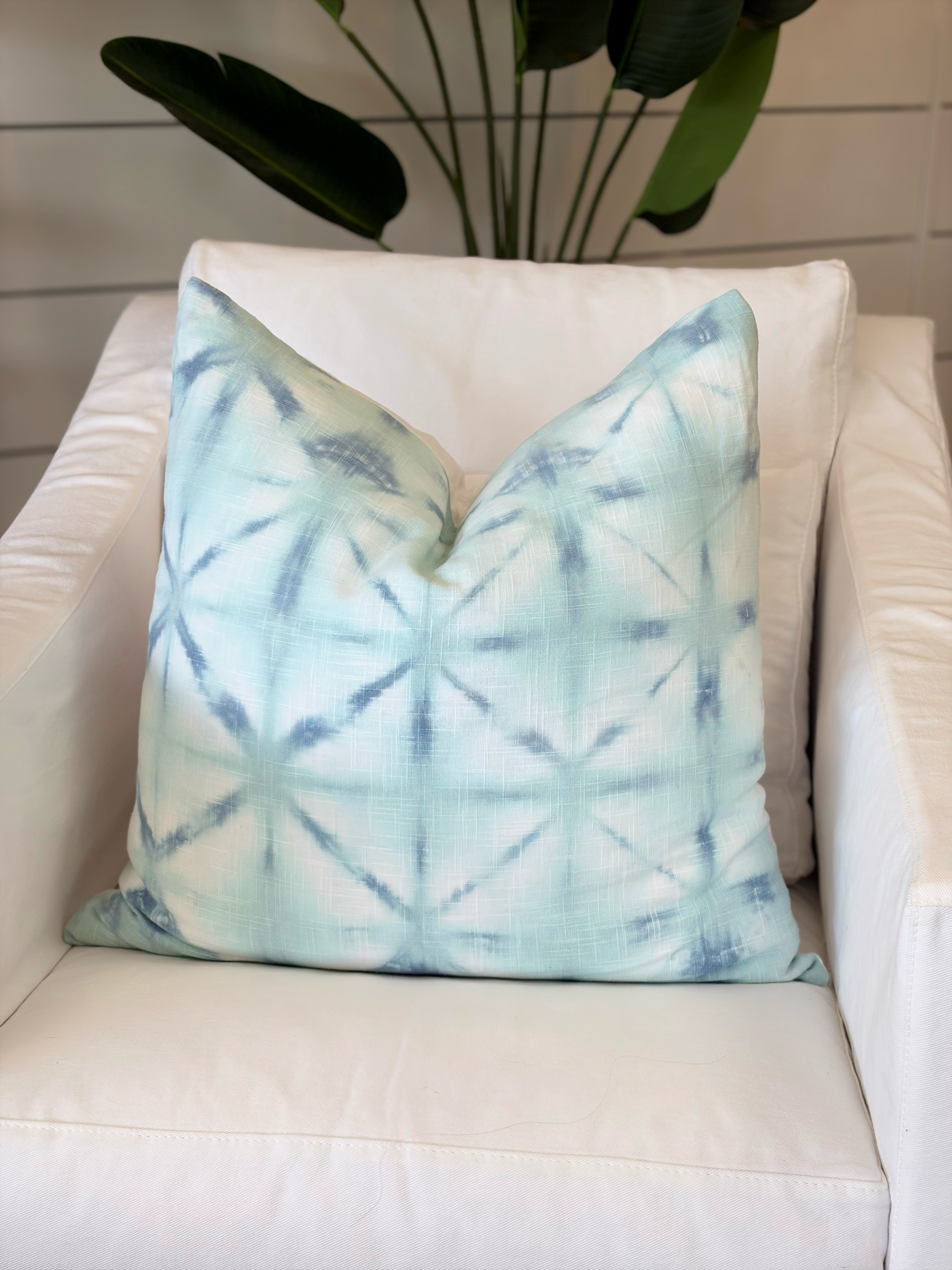 22" Shibori Starfish Pillow - Seafoam | Denim