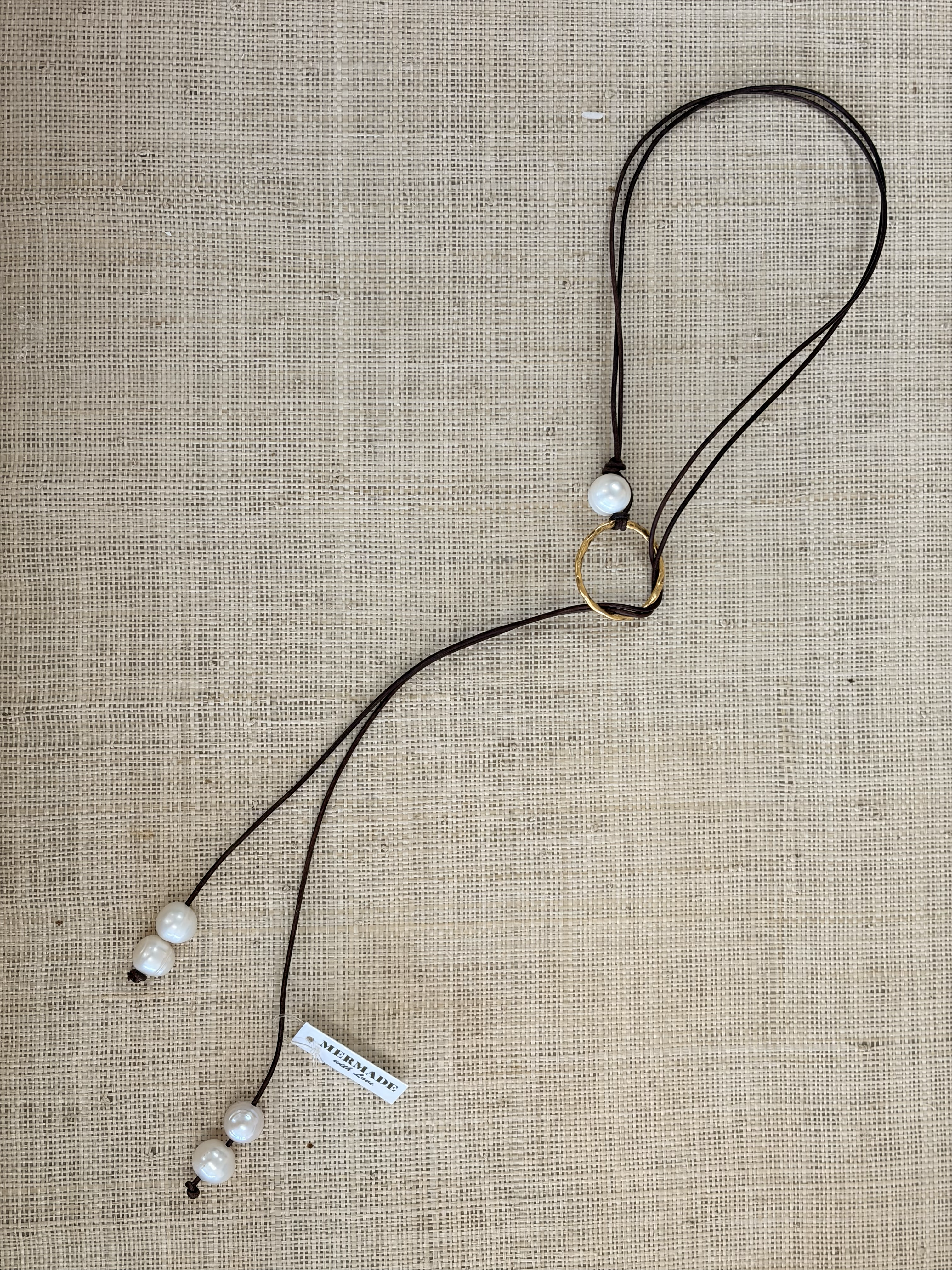 Pearl Moon Leather Necklace