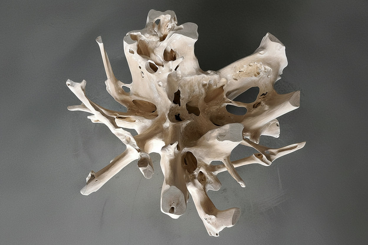48" SUN-BLEACHED TEAK FLOWER COFFEE TABLE I