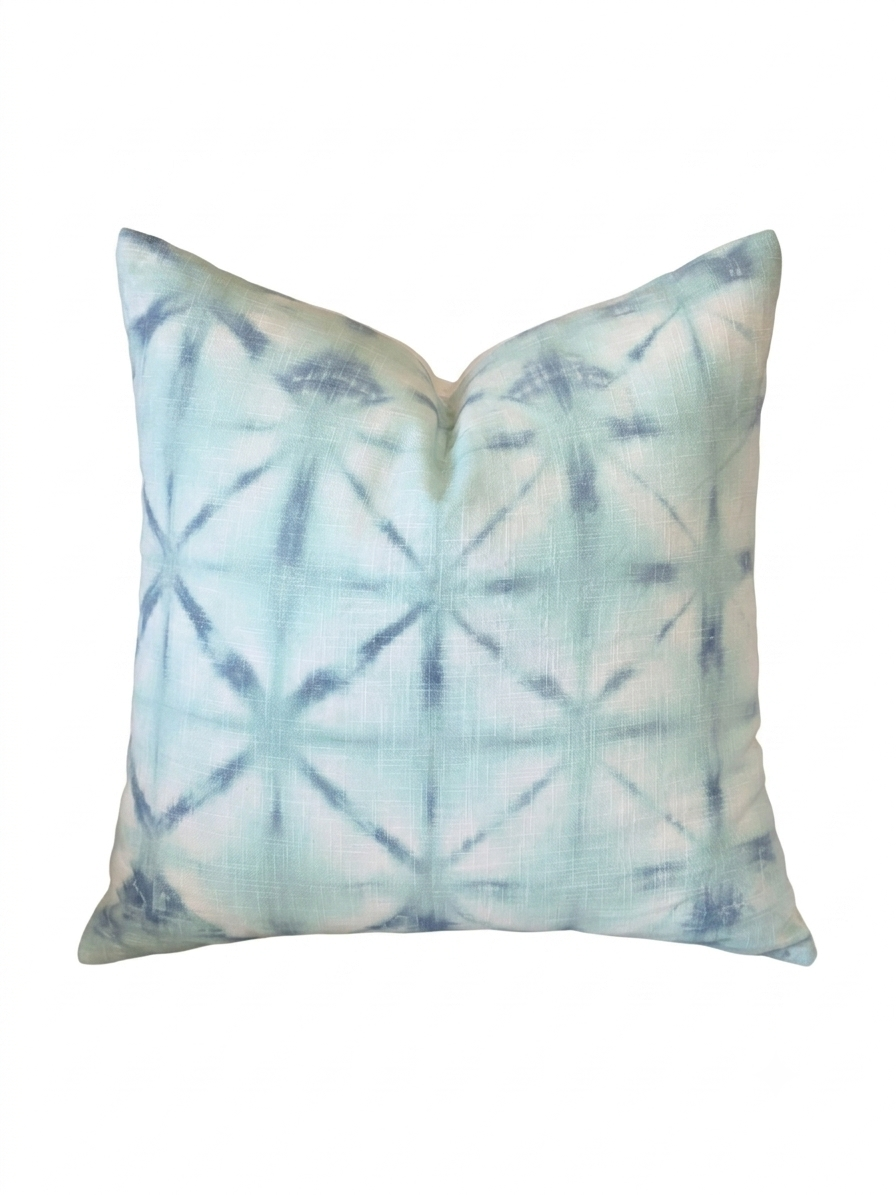 22" Shibori Starfish Pillow - Seafoam | Denim