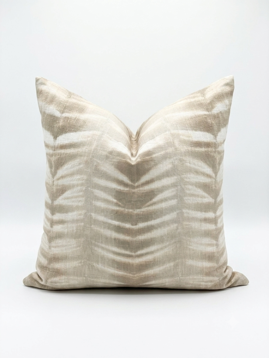 22" Shibori Chevron Pillow - Khaki