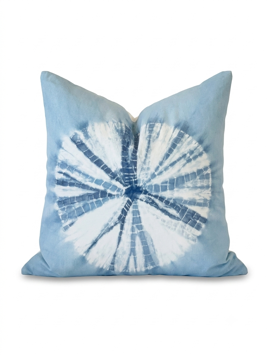 20" Shibori Sand-Dollar Pillow - French Blue | Denim