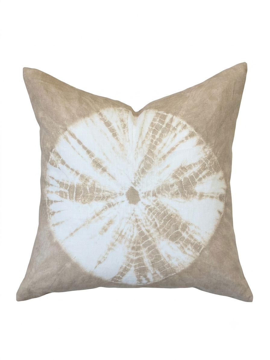 22" Shibori Sand-Dollar Pillow - Khaki